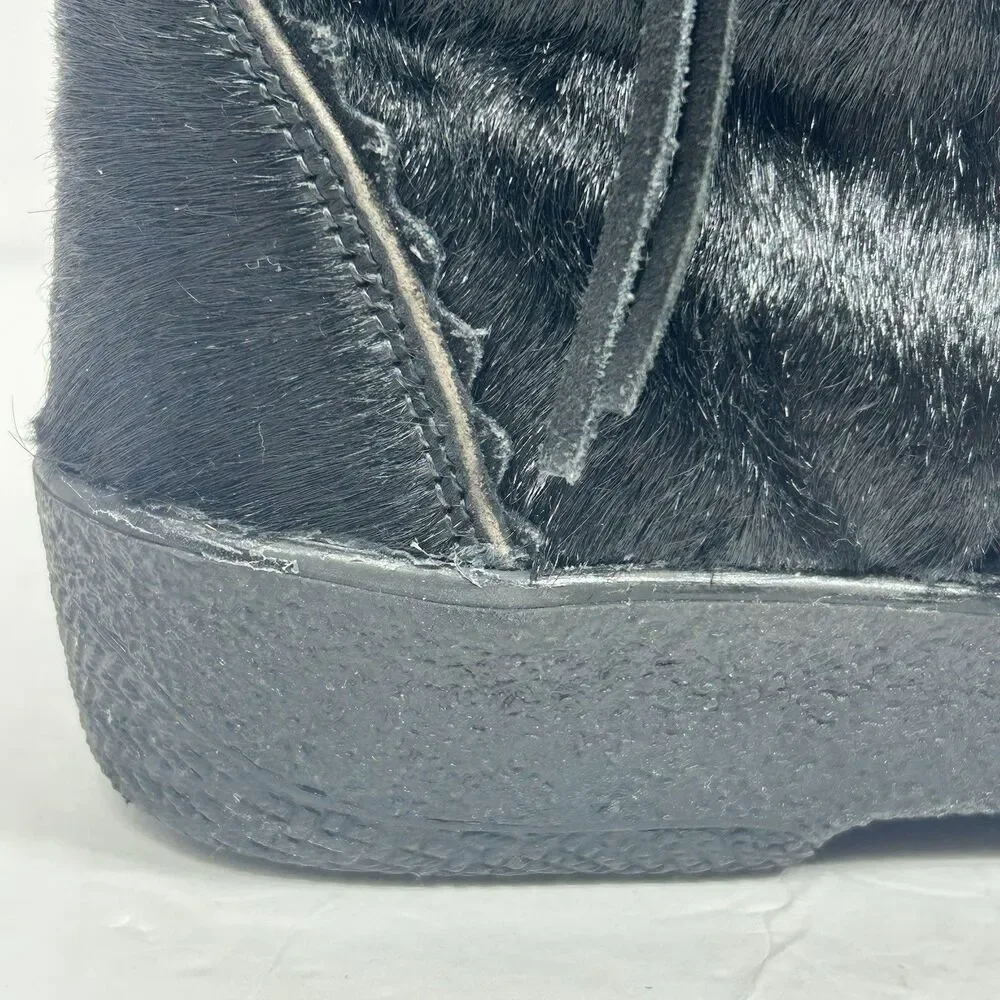 Oscar Sport Christina Black Fur Boots 41/10 Zip Apres-Ski Italian Winter Pull On